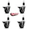 Service Caster 3.5'' Black Poly Swivel 1-1/2'' Expanding Stem Caster Set with Brake, 4PK SCC-EX20S3514-PPUB-BLK-PLB-112-4 - alternate 4